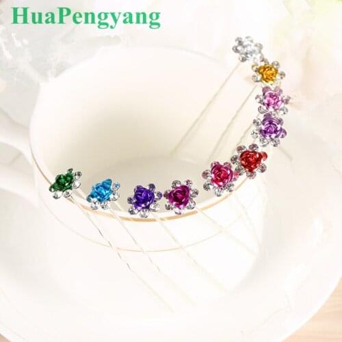 New fashion exquisite crystal rose hair ornaments multicolor wholesale bride plate hairpin hairpin accessories