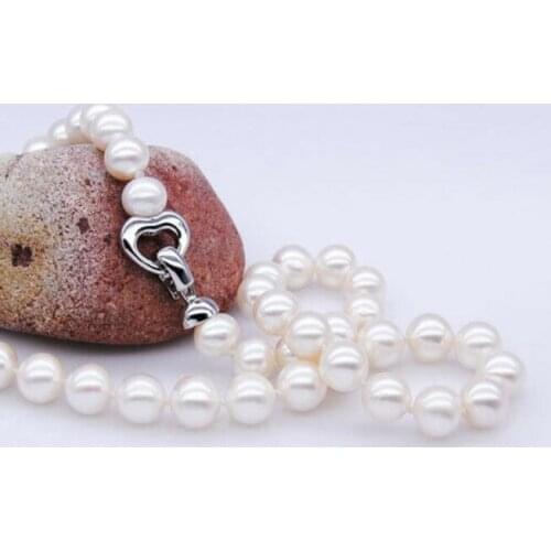 Single AAA 8-9mm wthie Freshwater cultured natural Pearl necklace 18" 36"