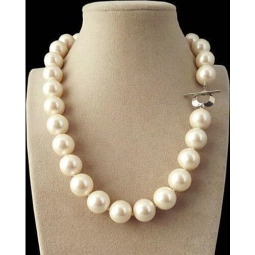 NEW 14mm Genuine White South Sea Shell Pearl Round Beads Necklace 18