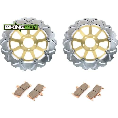 BIKINGBOY Front Brake Discs Rotors Disks + Pads Ninja ZX9R 96 97 ZX7R 1996-2003 ZX12R 00-03 Mean Streak VN 1500 02 03 VN 1600 04