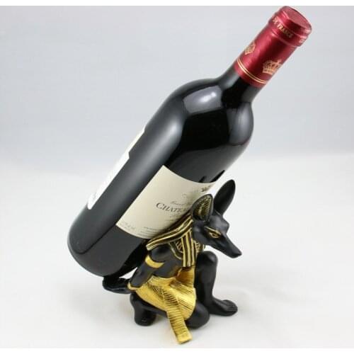 Resin Anubis God Wine Rack Best Wine Bottle Holder Animal Egyptian Dog God Wine Stand Accessories Home Bar Decor