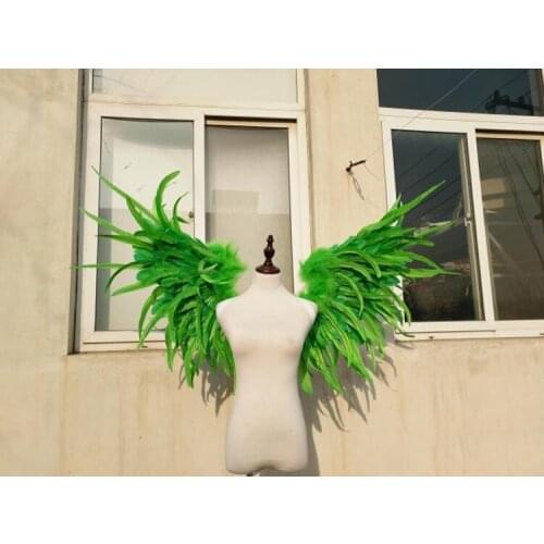 Amazing green feather wings for Cosplay photography Game Display Game shooting props air express free shipping