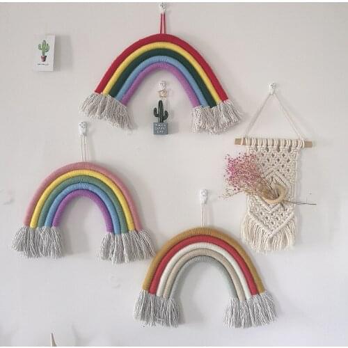 Rainbow Hand-woven Hanging Ornaments Baby Kids Girls Room Wall Decoration Hanging GiftS Kindergarten Childrens Room Accessories