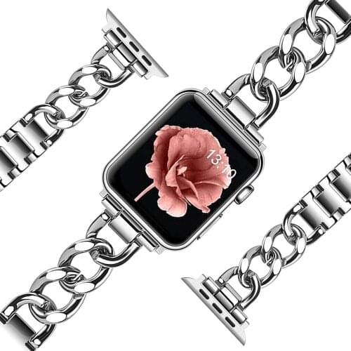 For Chain Apple Watch 6 SE 40mm 44mm Band Stainless Steel Strap Bracelet for Iwatch 6/5/4/3/2/1 Wristband 38mm 42mm Women Men