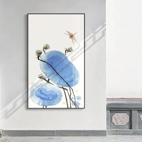 Modern Chinese Style Carp & Lotus Canvas Painting Poster Print Picture Home Wall Art Decoration Wall Stickers Can Be Customized