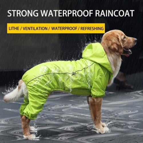 Reflective Tape Dog Raincoat Large Dog Coat Pet Clothes Dog Raincoat Jumpsuit Cloak For Small Big Dogs Rain Coat Labrador
