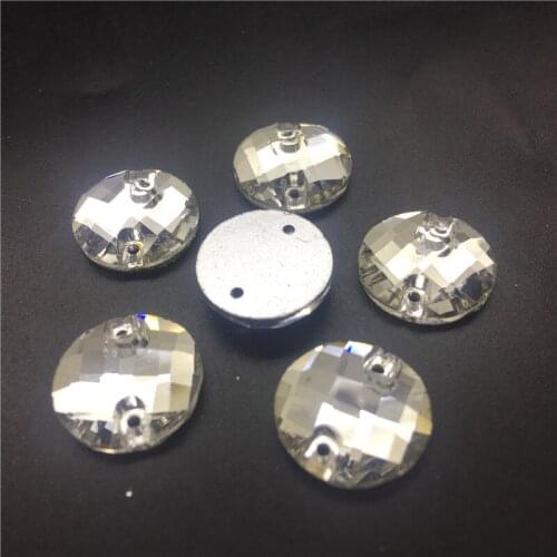TopStone Round Chessboard sew on Rhinestone Crystal clear Color 8 10 12 14 mm Glasss Crystal Sew on Stone