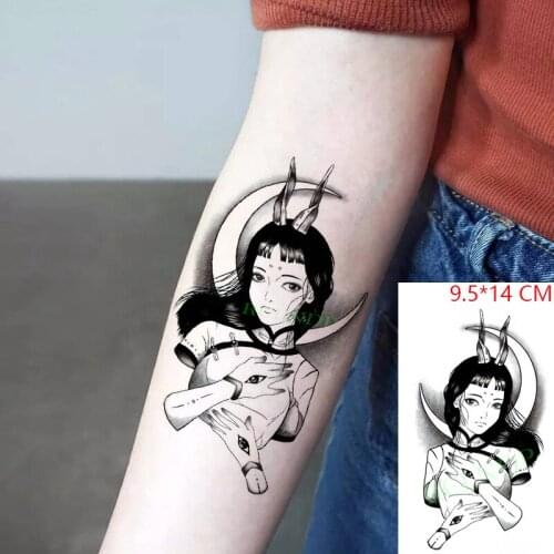 Waterproof Temporary Tattoo Sticker Moon Sexy Girl Big Eyes Fake Tatto Flash Tatoo Hand Size Art Tattoos for Women Men