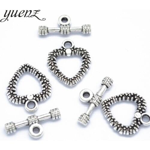 YuenZ 10 set Antique Silver Heart-shaped OT Toggle Clasp Metal Fastener Bracelet For Jewelry Making DIY Accessories V203