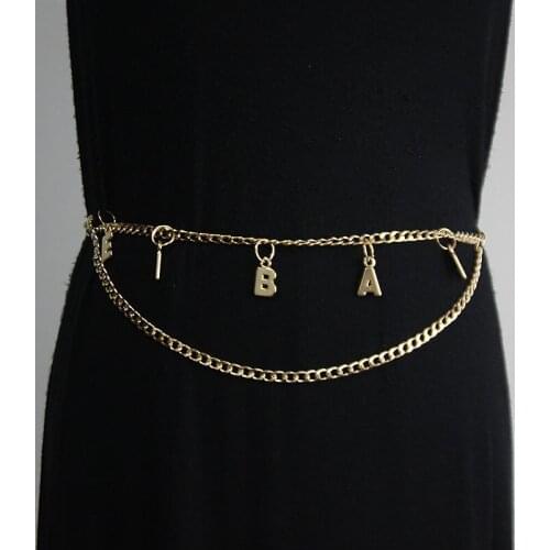 Waist chain female summer with skirt decoration metal chain letter thin waist belt fashion waist bundle waist seal