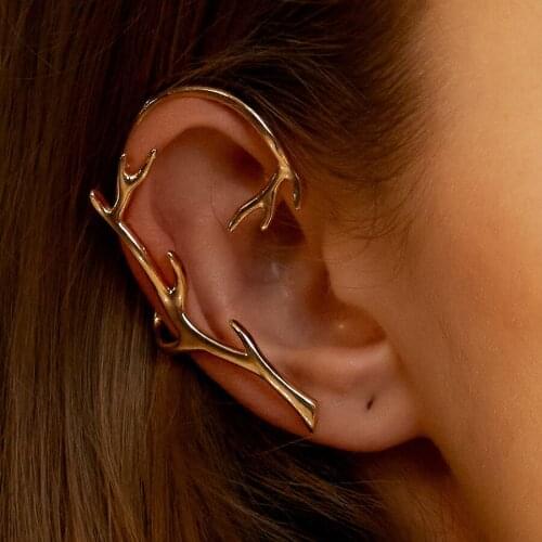 IF YOU New Ear antlers Hook Earrings for Women Surround Auricle Diagonal Stud Copper Inlaid Zircon Piercing Earrings /1 Pc