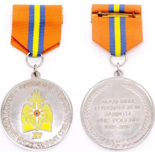 Gold silver medals custom 3D military medals with ribbons cheap custom made silver medal with gold color