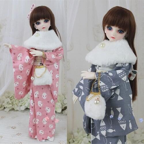 1/3 1/4 1/6 Retro Doll Clothes Accessories Japanese Printed Kimono Set Skirt Clothing For BJD SD Dolls Clothes For Toys