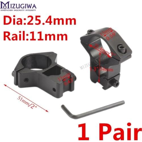 1 Pair (2pcs) MIZUGIWA Tactical Scope Mount 1'' 25.4mm Ring Dovetail 11mm Weaver Picatinny Rail Adapter Airgun Sight Pistol