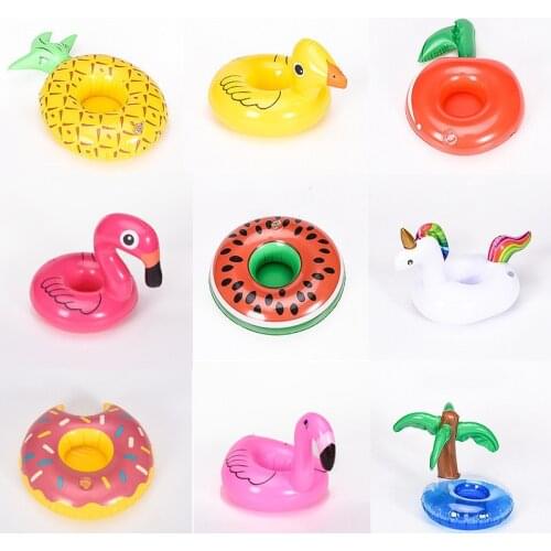 1PC 6 Styles Mini Fruit Shape Inflatable Water Swimming Pool Drink Cup Stand Holder Float Toy Coasters For Beverage Beer Bottle