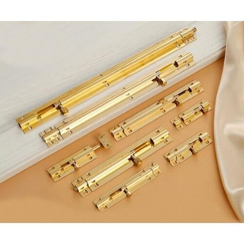 1Pcs Brass Doors Slide Latch Lock Bolt Latch Barrel Home Gate Safety Hardware Screws 4 Size 1.5/2/3/4 Inch Gold Color