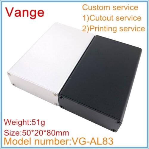 1pc/lot two color avilable extruded aluminum profiles 50*20*80mm 6063-T5 aluminum case diy project box for electronic PCB