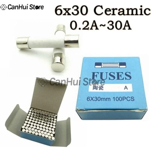 10PCS 6*30 Fast Blow Ceramic Fuse 6x30mm Fuse 250V 0.5A 1A 2A 3A 4A 5A 6A 8A 10A 12A 15A 16A 20A 25A 30A