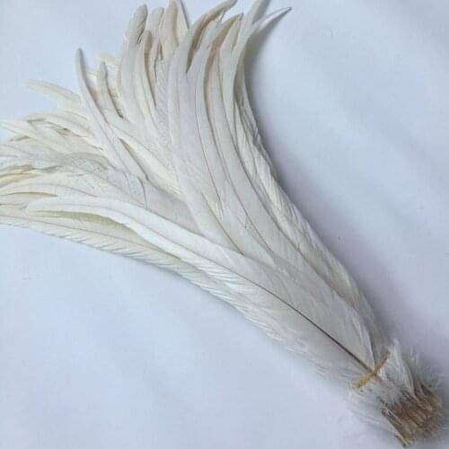 100PCS Off white 30-35CM/12-14Inch Natural Rooster Feathers Feather For Decoration Crafts Christma Diy Rooster Plume Accessories