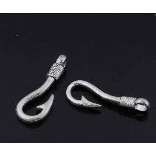 15Pcs Silver 11*36mm hole size 4*4mm Fish hook DIY Jewelry Wholesale Charms Component