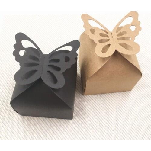 20pcs Kraft Paper Butterfly Candy Boxes DIY Handmade Packaging Gift Box 6*6*7cm Wedding Birthday Party Favors Paper Box