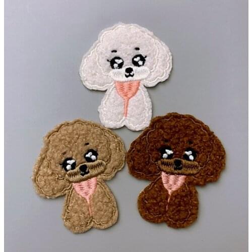 20pcs/lot Embroidery Patch Teddy Bichon Big Eye Dog Pet Animal Sticker Clothing Decoration Sewing Accessories Craft Diy Applique