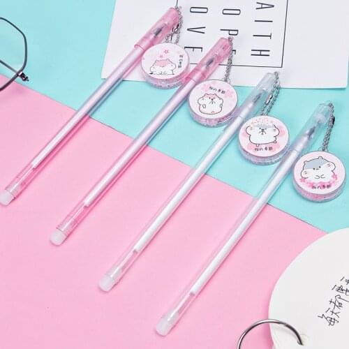 24 PCs Cute Cartoon Hamster Sequin Pendant Gel Pen Hipster Pendant Student Exam Writing Tools Signature Pen Wholesale