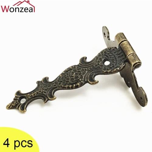 4pcs Retro Zinc Alloy Door Connector Accessories Durable Furniture Home Bronze Hinges Window Cabinet Jewelry Box