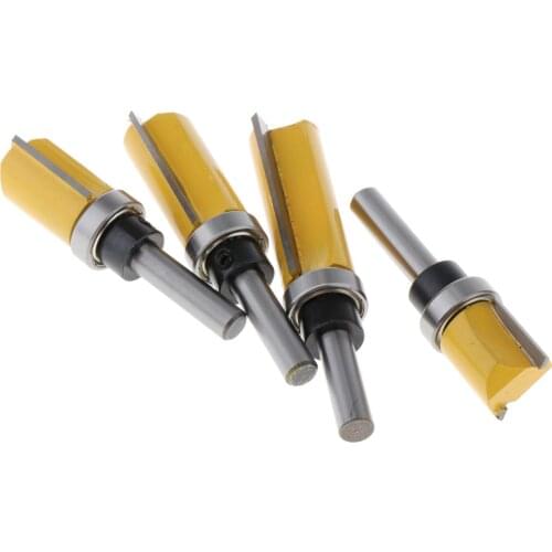 4pcs Shank Flush Trim Pattern Template Router Bits Woodworking Milling Cutter Tool