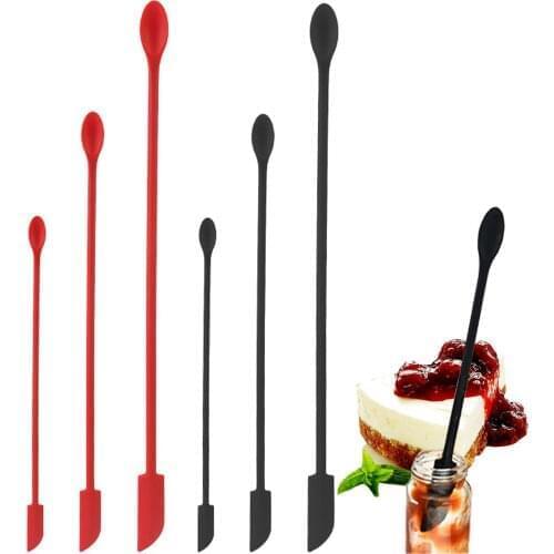 4Pcs Double Head Mini Silicone Spatula For Thin Jar Makeup Butter Cake Spatula With Spoon Reusable Spatula Set For Kitchen Tools