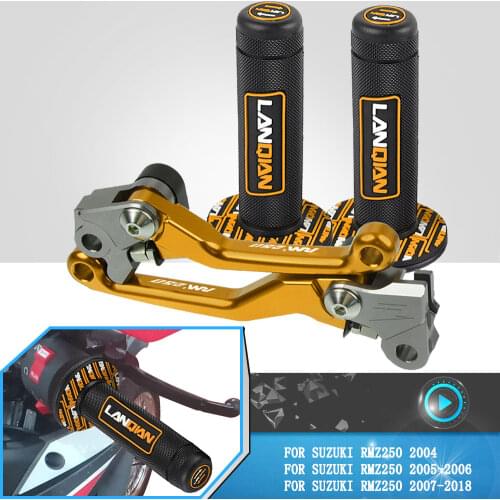 Motorcycle CNC Aluminum For Suzuki RMZ250 RMZ 250 2004 2005 2006 2007 2008 2009-2018 Folding Clutch Brake Lever Handlebar Grips