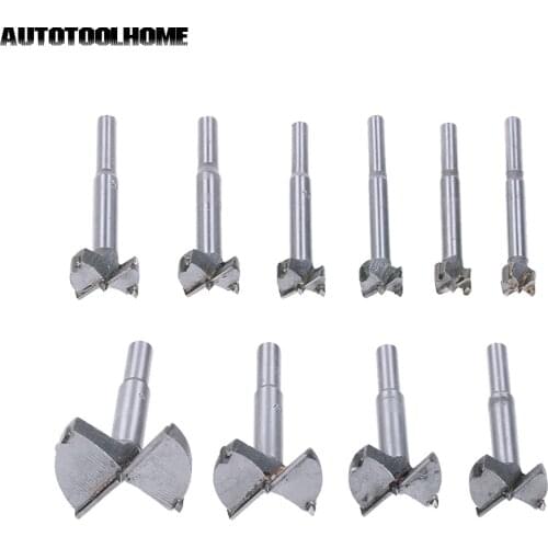 AUTOTOOLHOME 10PC 14-50mm Forstner Auger Drill Bit Set Wood Drilling Woodworking Hinge Hole Saw Window Wooden Cutting Tool