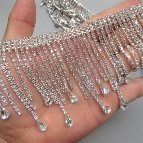Rhinestone Crystal Chain Bling Diamante Lace Diamond Belt Trim Ribbon Necklace Applique Gem Sparkle Wedding Dress 7.8cm Width