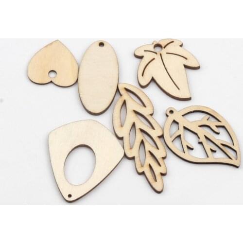 10pcs Wooden Leaves Pattern mdf Natual Wood Craft For Handmade Scrapbooking Accessory Home Decoration DIY