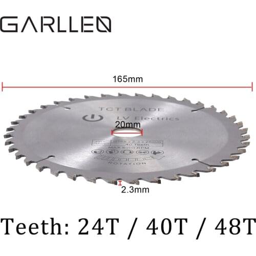 GARLLEN 24T 40T 48T 16mm Bore TCT Circular Saw Blade Disc 165mm for Dewalt Makita Bosch Proffesional Woodworking Cutting Parts
