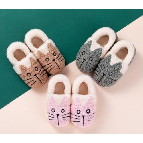 DOGEEK Warm Fur Slippers Kids Winter Indoor Shoes Cartoon Cute Children Home Slippers Zapatillas Boys Girls Infant Toddler Shoes