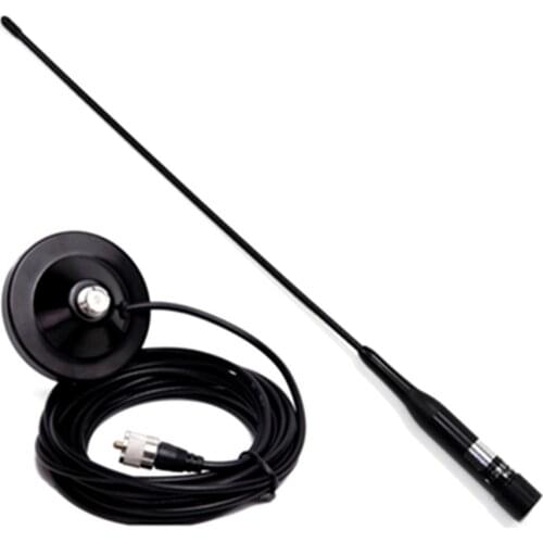 5 M Soft R2 PL259 UHF VHF 144/430MHz Dual Band Male Ham Mobile Antenna Magnetic Mount Car Radio Antenna Set for Cars Taxis Buses