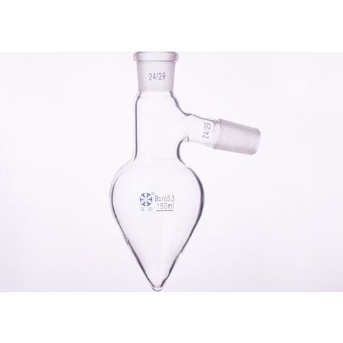 Pear shaped distillation flask,Capacity 150ml,Female 24/29,Male 24/29,Pear-shaped flask,Distilling flask pear shape