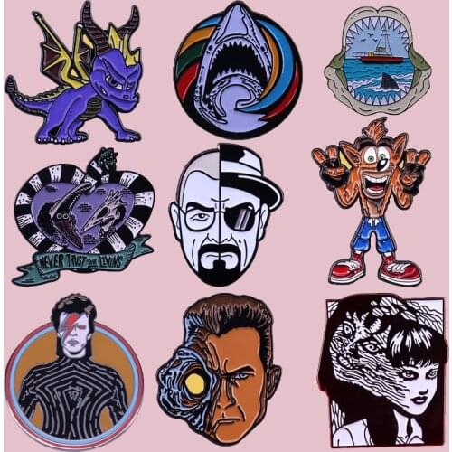 Classic Movies Animation Cartoon Cosplay Metal Enamel Pins and Brooches for Men Lapel Pin Backpack Bags Badge Collar Jewelry