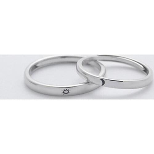 Minimalist Open Sun Moon Rings for Men Women Fashion Simple Silver Color Sun Moon Adjustable Ring Couple Wedding Promise Jewelry