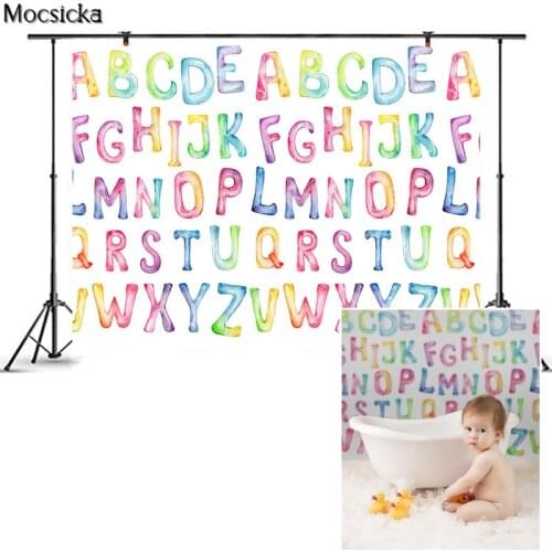 Mocsicka Newborn Letters Number ABC Photography Background Alphabet Kids Backdrop Decoration Props Child Portrait Photo Studio