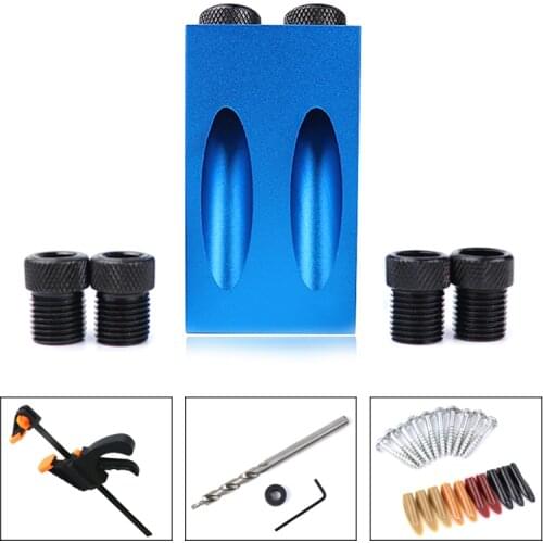 Woodworking Pocket Hole Jig Kit 6/8/10mm Angle Drill Guide Set Hole Puncher Locator Jig Drill Bit Set For DIY Carpentry Tools