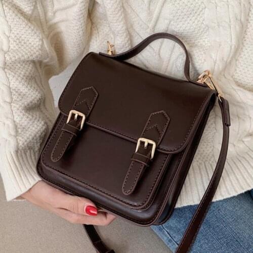 2021 New Elegant Solid color Tote bag High quality Female PU Leather Womens Designer Handbag Vintage Shoulder Messenger Bag