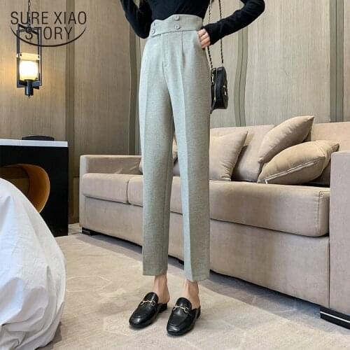 2021 Autumn Winter New Korean High Waist Straight Ankle-length Pants Sweatpants Cargo Women Joggers Suit Pants Trousers 7859 50