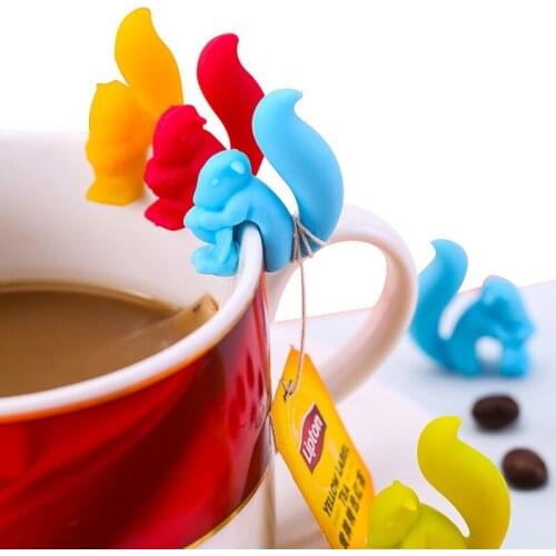 New Cute Squirrel Snail Shape Silicone Tea Bag Holder Cup Mug Hanging Tool Tea Balls Tools Random Color Tea Strainers Teaware