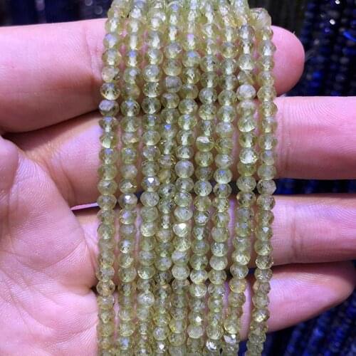 Wholesale 1of 15.5" string Natural Peridot Faceted Roundel Beads 3x4mm Faceted Tiny Spacer Gem Stone Loose Beads