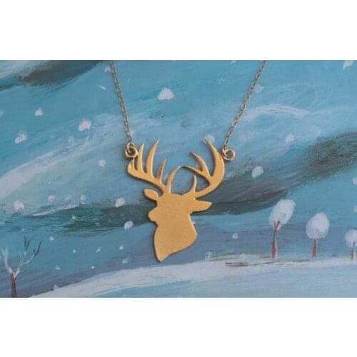 Wholesale Trendy Personalized Deer Head Necklace Gold Silver Color Bambi Jewelry Statement Necklace Cs Go Collares