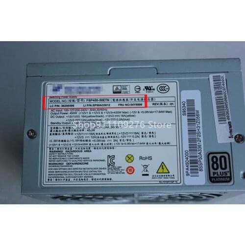 Original Disassemble PSU for Lenovo TFX power supply FSP450-50ETN 14+4+6PIN MAX 450W