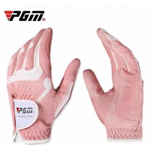 PGM Golf Gloves Left Right Hand Non-slip Breathable mittens Womens Sport Gloves ladies Nanometer Cloth Golf Palm wear-resistant