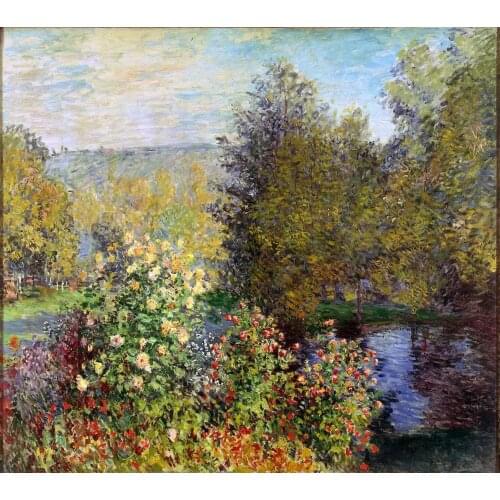 Impressionist Landscape Oil Painting Corner of the Garden at Montgeron by Claude Monet Painting Art Horizontal